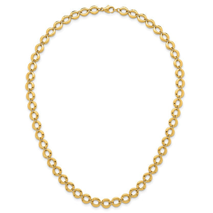 Polished Fancy Circle Link 8mm Necklace 18"