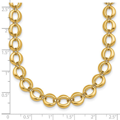 Polished Fancy Circle Link 8mm Necklace 18"