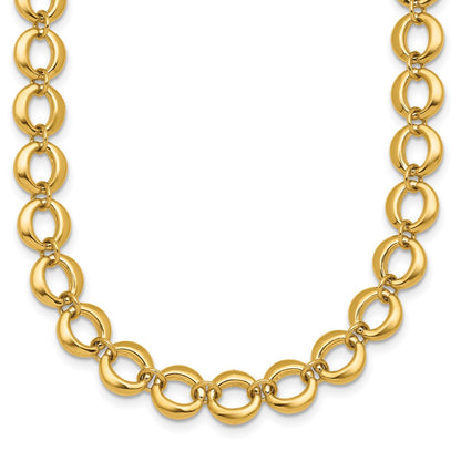 Polished Fancy Circle Link 8mm Necklace 18"