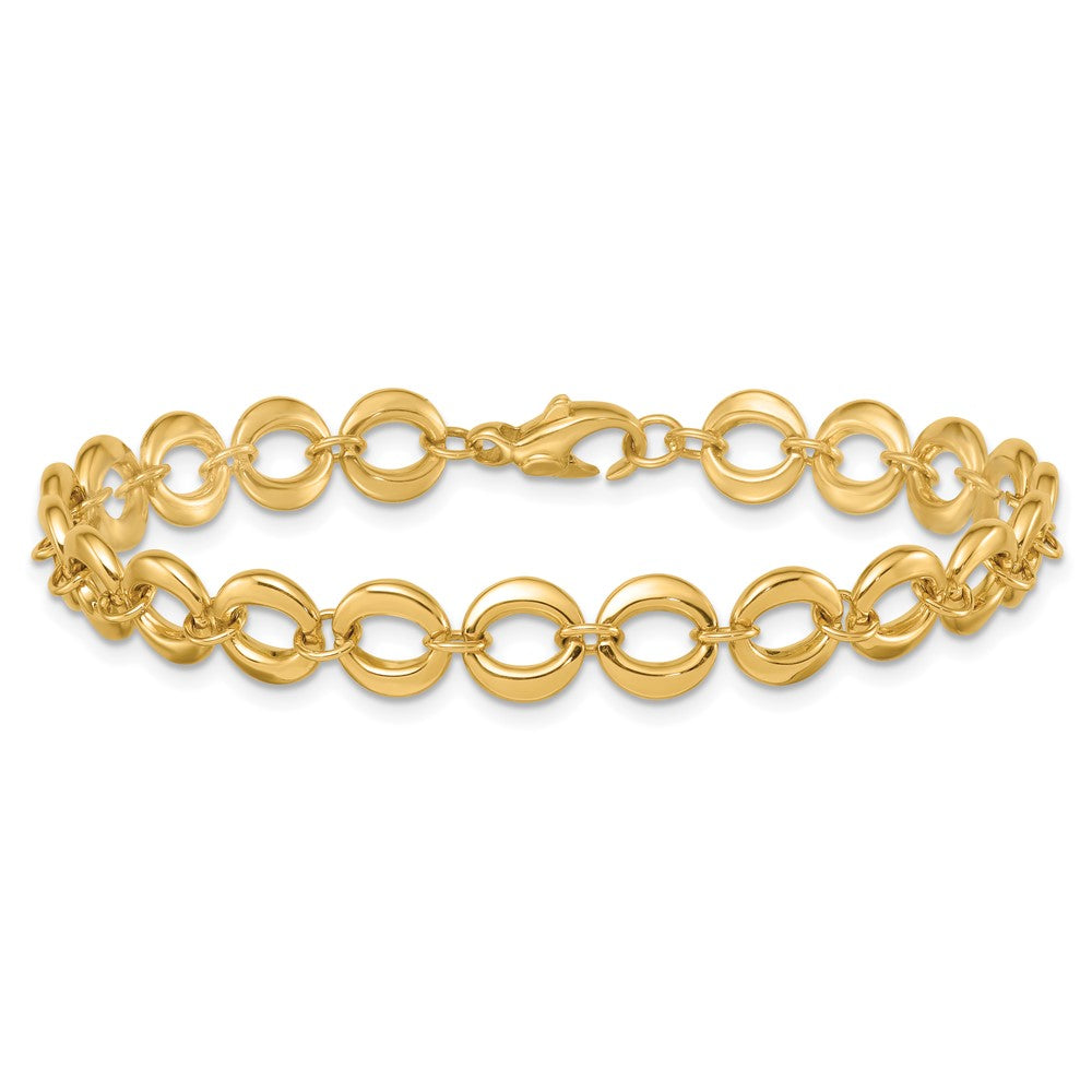 Polished Fancy Circle Link 8mm Bracelet 7.5"