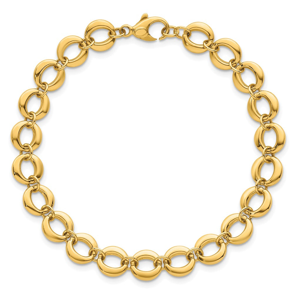 Polished Fancy Circle Link 8mm Bracelet 7.5"