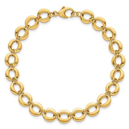 Polished Fancy Circle Link 8mm Bracelet 7.5"