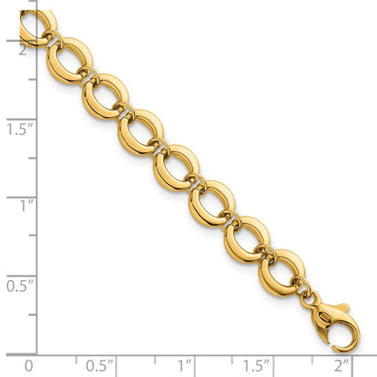 Polished Fancy Circle Link 8mm Bracelet 7.5"