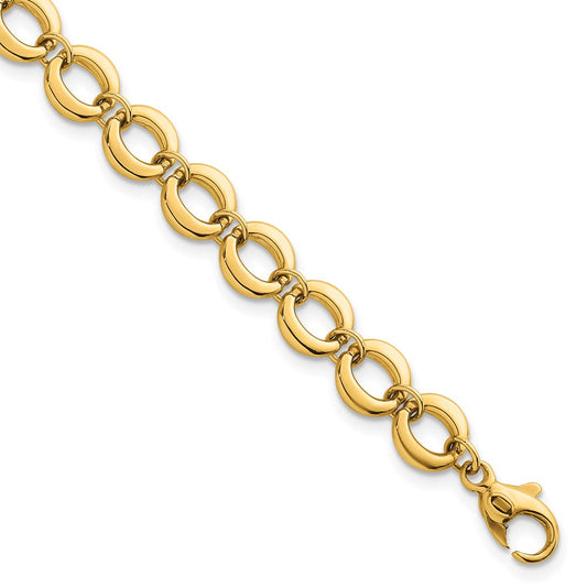 Polished Fancy Circle Link 8mm Bracelet 7.5"