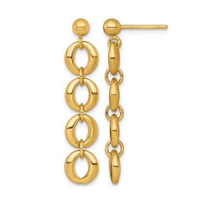 Polished Fancy Circle Link 8mm Dangle Post Earrings