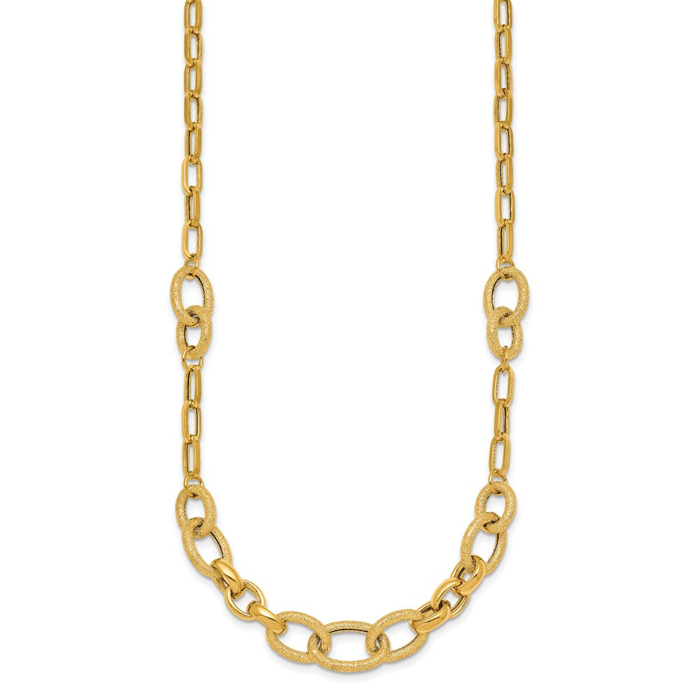 Polished and Textured Fancy Link Necklace 17.25" - 10.6mm