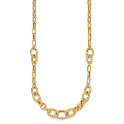 Polished and Textured Fancy Link Necklace 17.25" - 10.6mm
