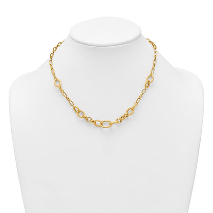 Polished and Textured Fancy Link Necklace 17.25" - 10.6mm