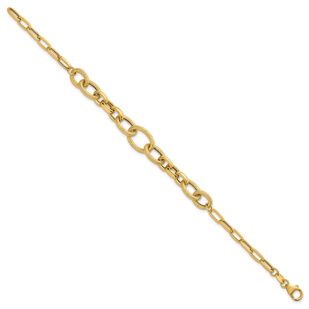 Polished and Textured Fancy Link Bracelet 7.5" - 9.75mm