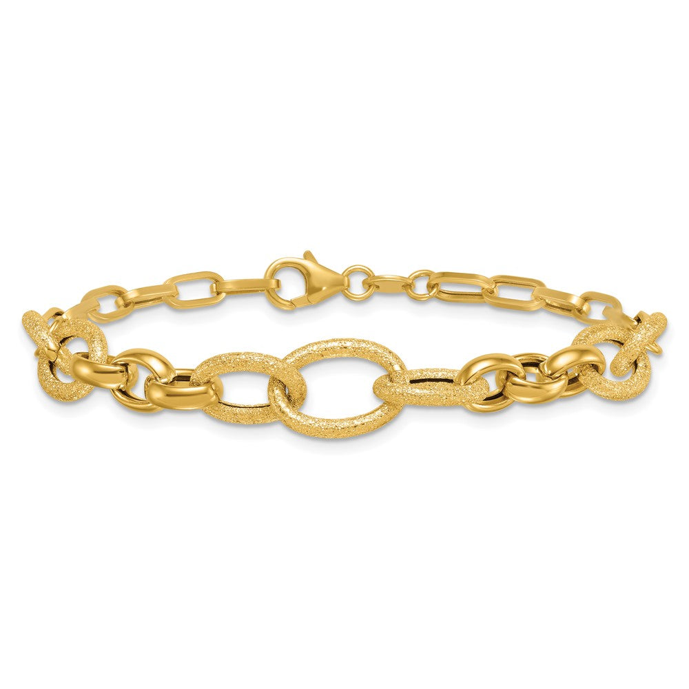 Polished and Textured Fancy Link Bracelet 7.5" - 9.75mm