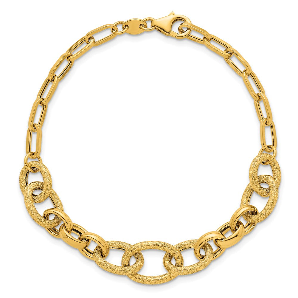 Polished and Textured Fancy Link Bracelet 7.5" - 9.75mm