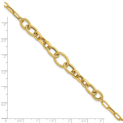 Polished and Textured Fancy Link Bracelet 7.5" - 9.75mm