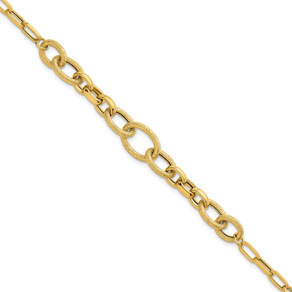 Polished and Textured Fancy Link Bracelet 7.5" - 9.75mm