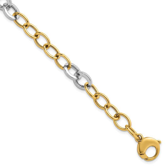 Polished Fancy Circle Chain 9.75mm Bracelet 7.5"