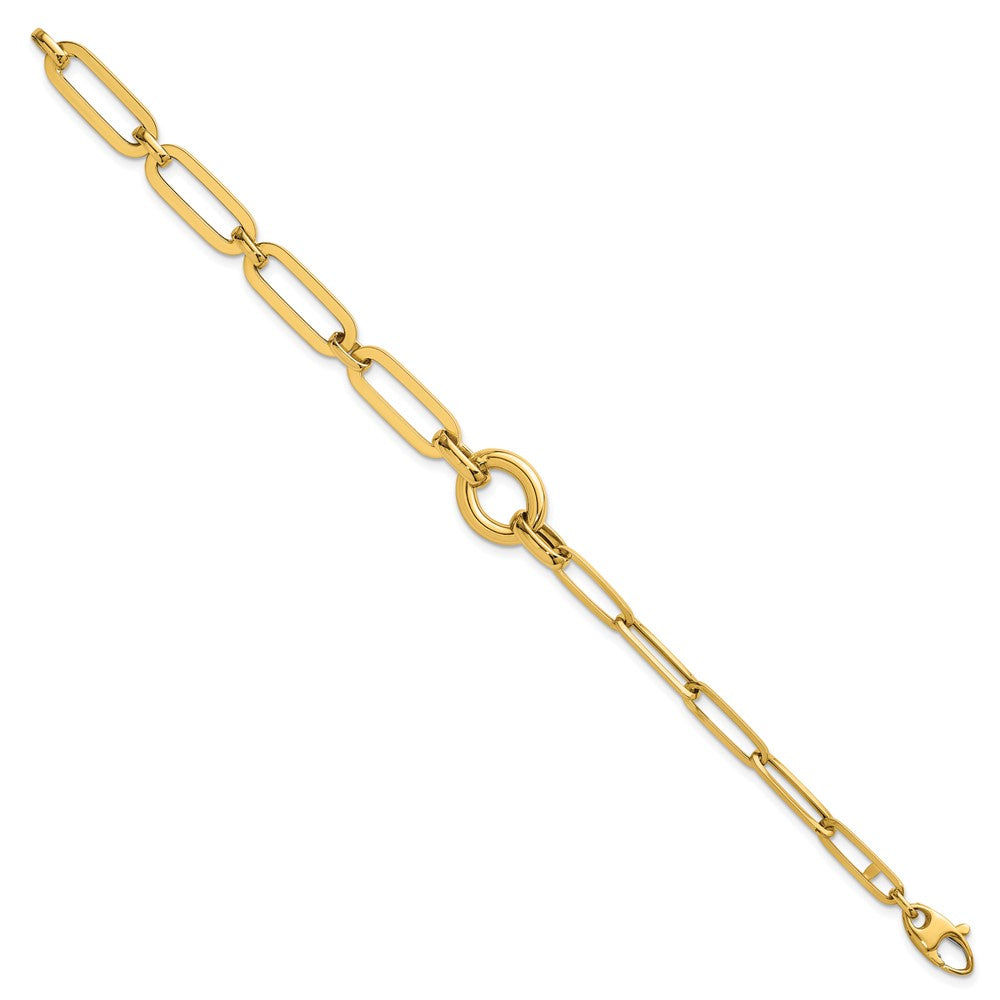 Polished Fancy Paperclip Link Bracelet 7.25" - 12mm