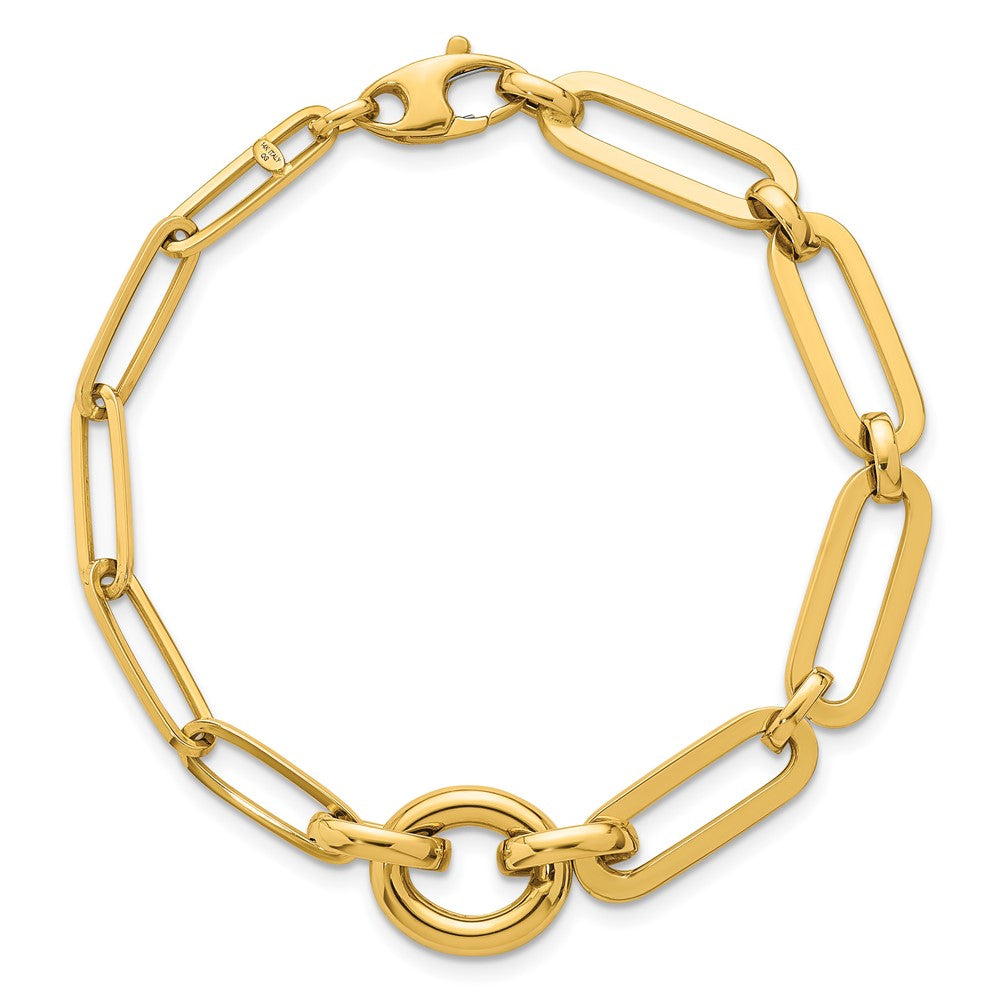 Polished Fancy Paperclip Link Bracelet 7.25" - 12mm