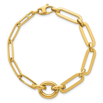 Polished Fancy Paperclip Link Bracelet 7.25" - 12mm