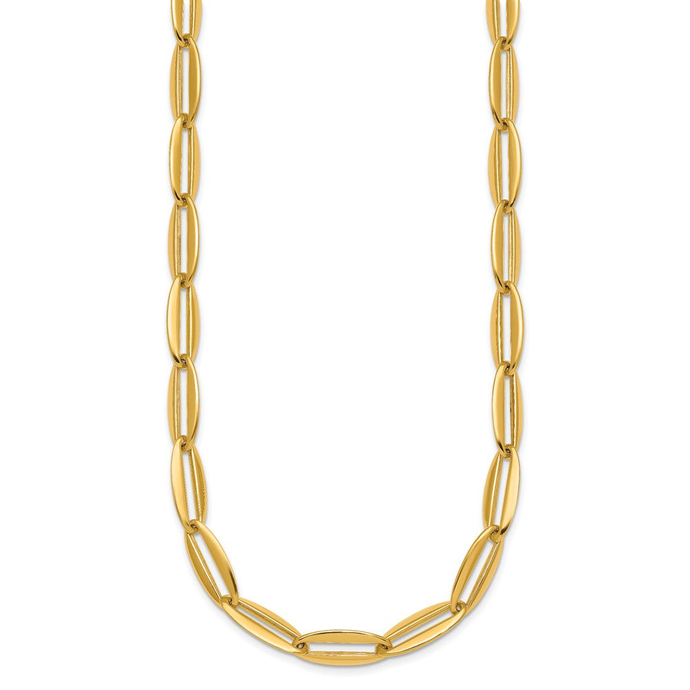 Polished Long Oval Link 7mm Necklace 18"