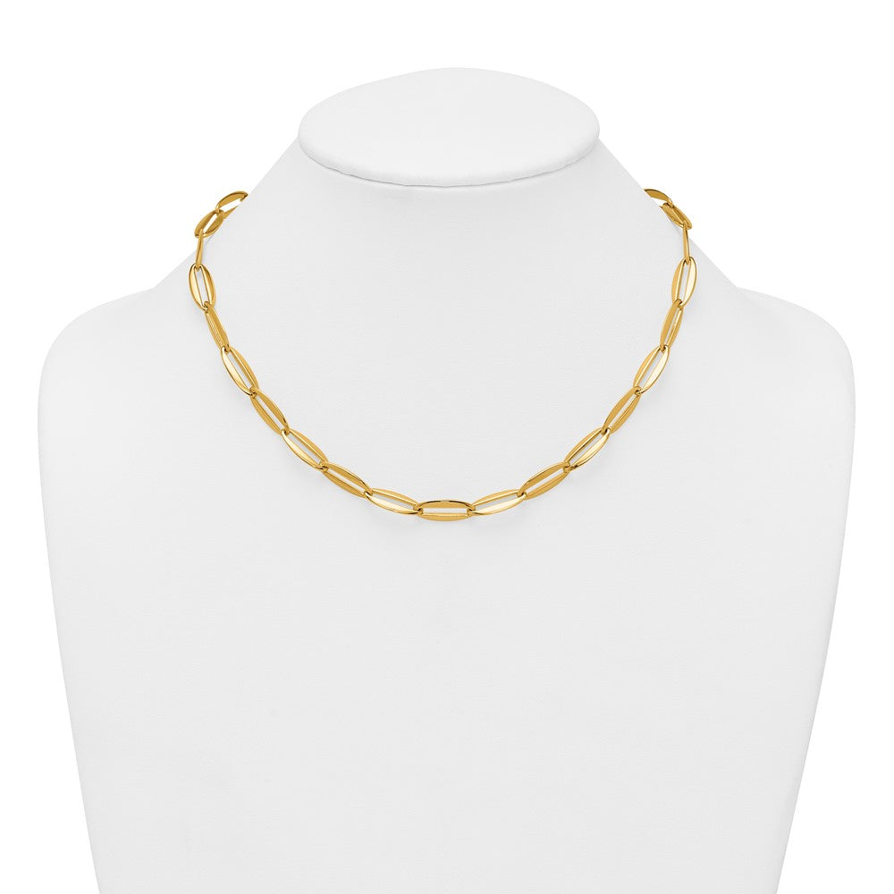 Polished Long Oval Link 7mm Necklace 18"