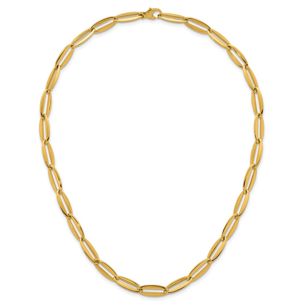 Polished Long Oval Link 7mm Necklace 18"