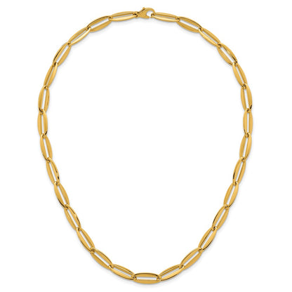 Polished Long Oval Link 7mm Necklace 18"