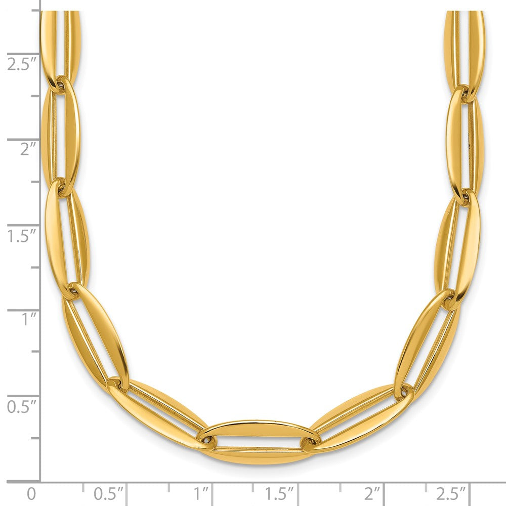 Polished Long Oval Link 7mm Necklace 18"