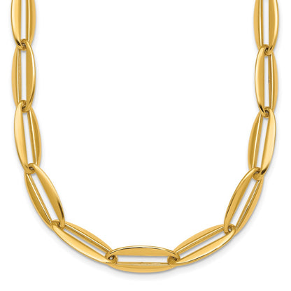 Polished Long Oval Link 7mm Necklace 18"