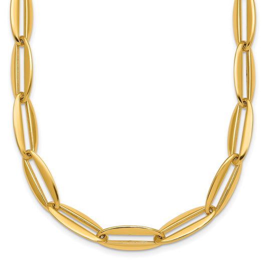 Polished Long Oval Link 7mm Necklace 18"