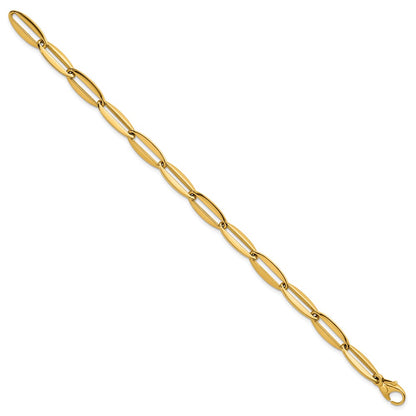 Polished Long Oval Link 7mm Bracelet 7.5"