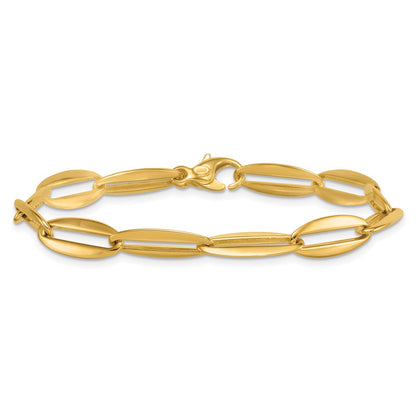 Polished Long Oval Link 7mm Bracelet 7.5"