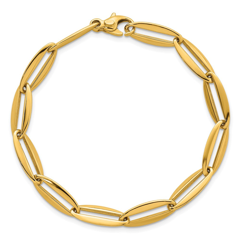 Polished Long Oval Link 7mm Bracelet 7.5"