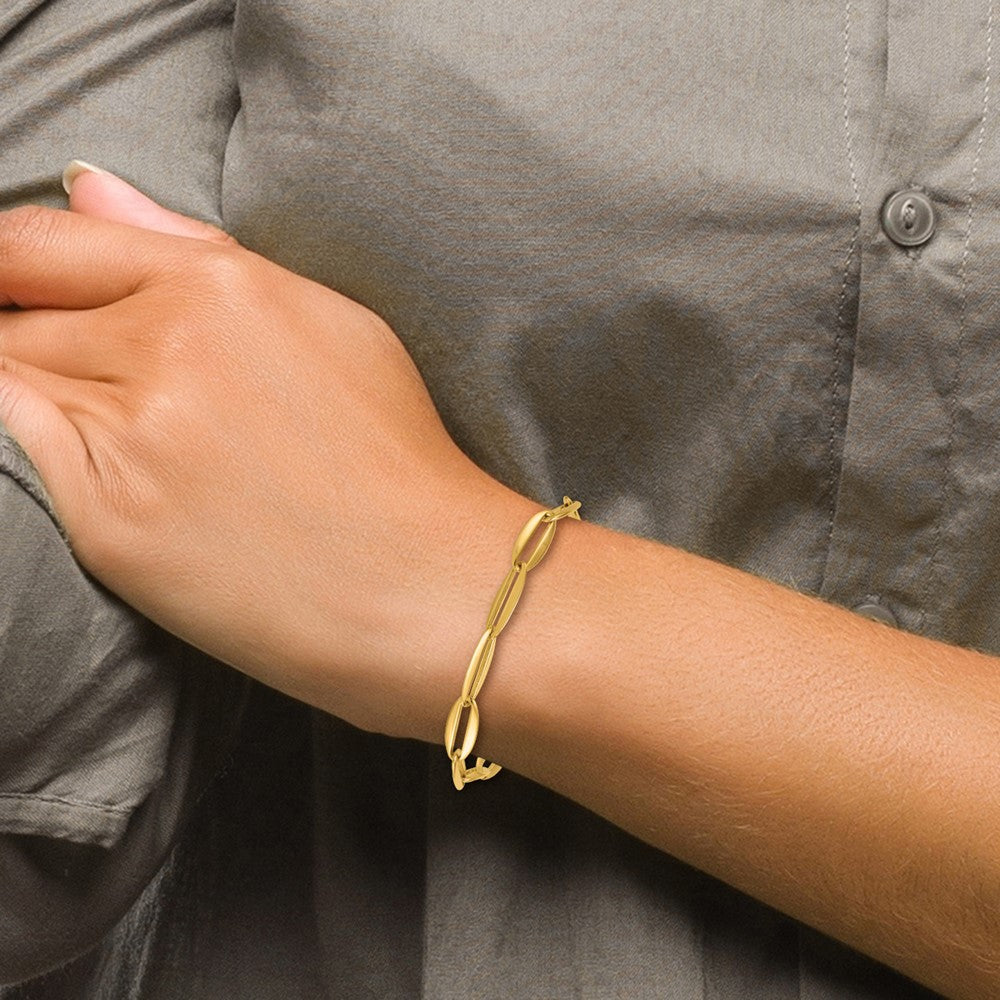 Polished Long Oval Link 7mm Bracelet 7.5"