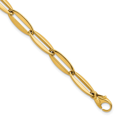 Polished Long Oval Link 7mm Bracelet 7.5"
