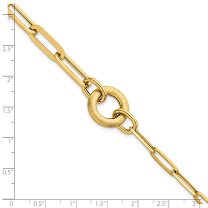 Polished And Brushed Paperclip Link With Circle Bracelet 8"