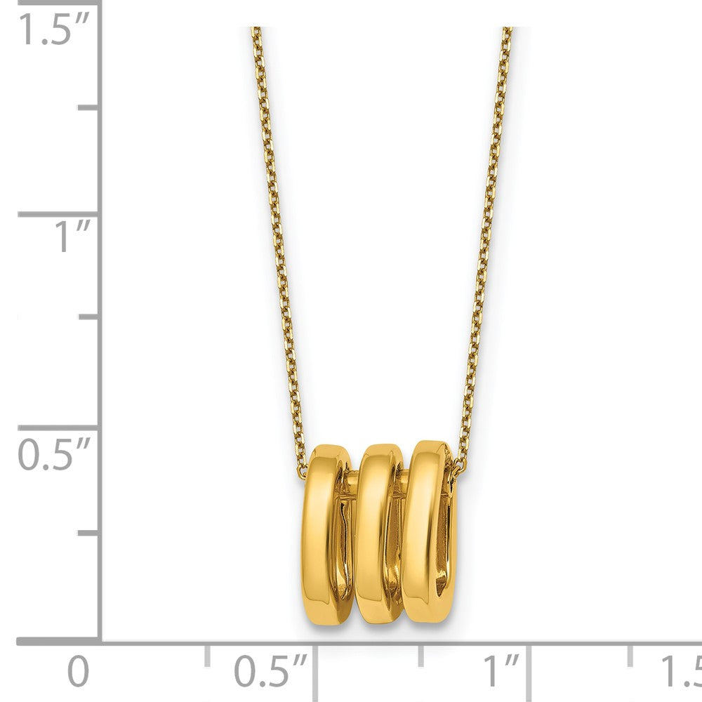 Polished 3 Oval Rings With 2in Ext Necklace