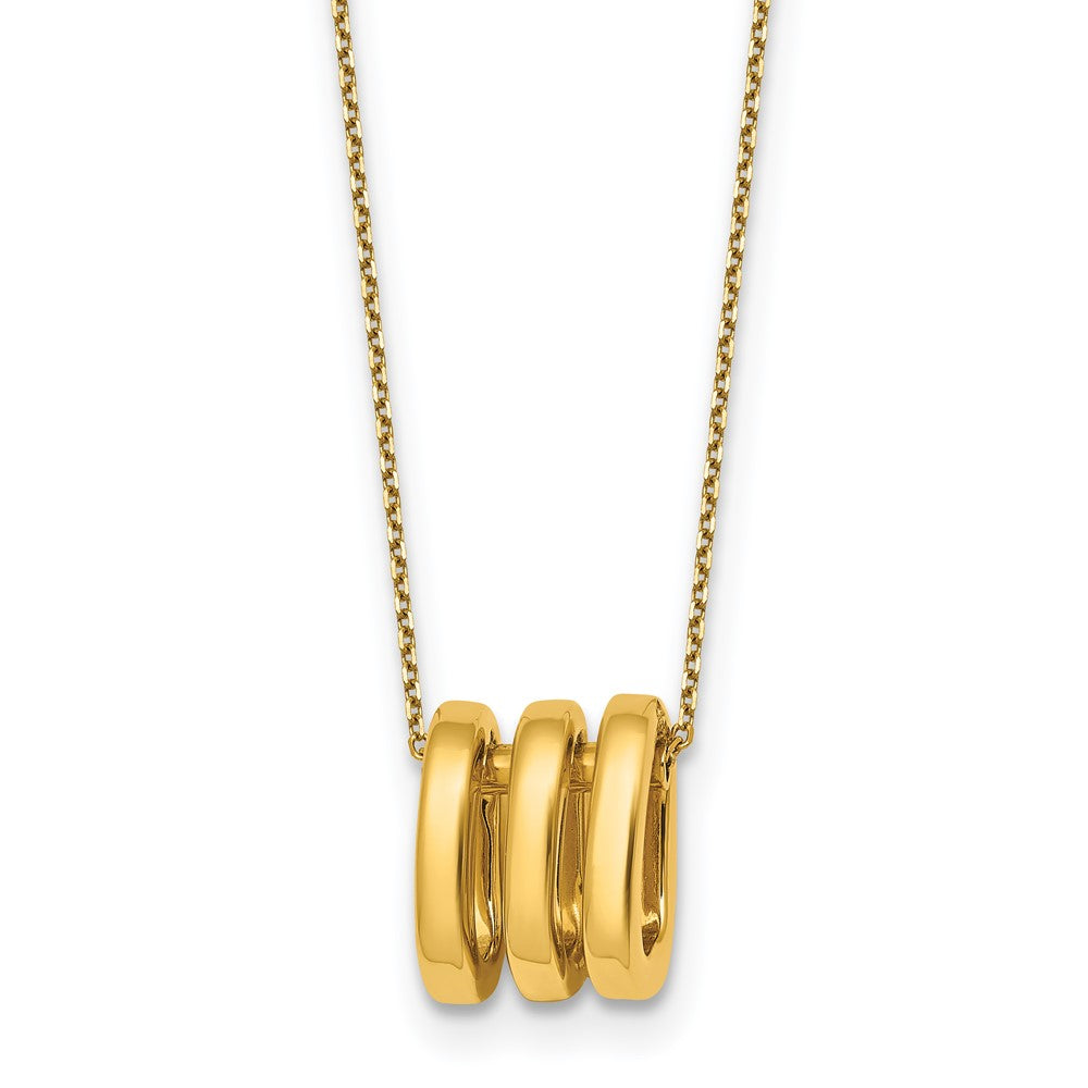 Polished 3 Oval Rings With 2in Ext Necklace
