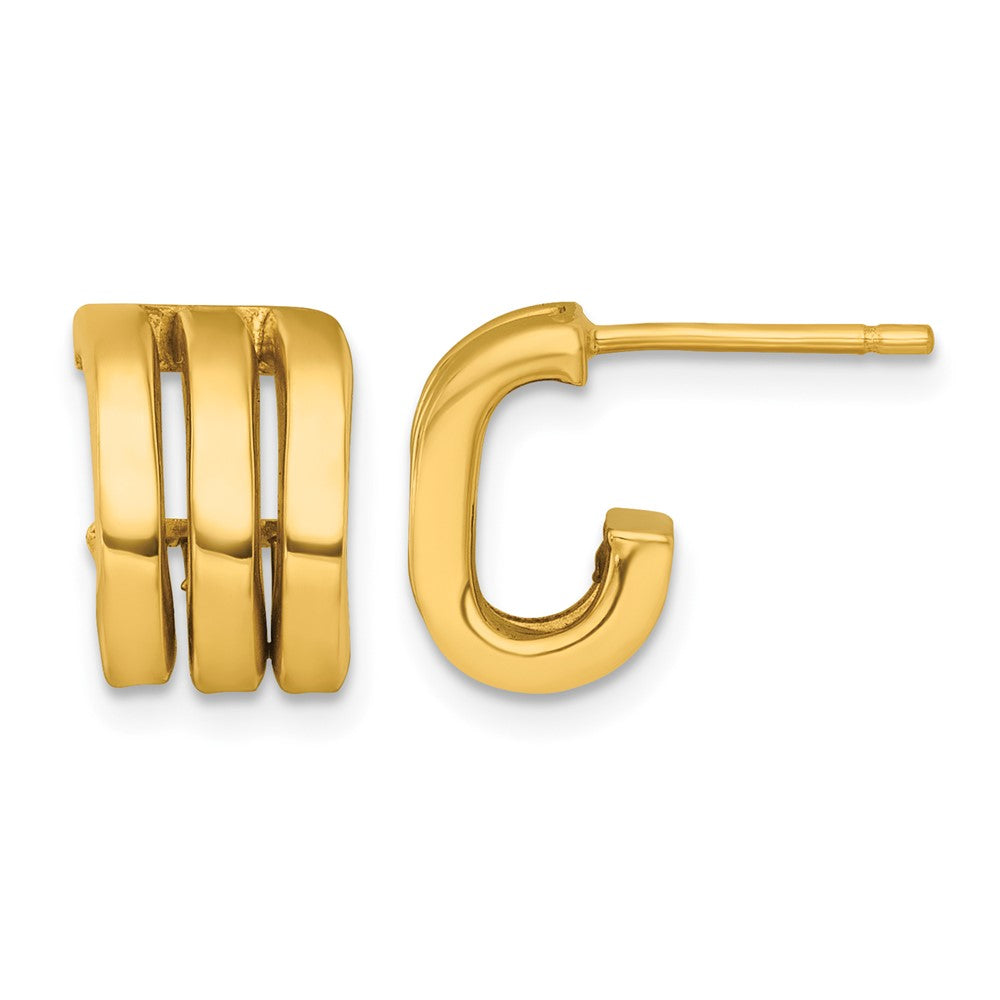 Polished 3 Oval Rings J-Hoop Earrings