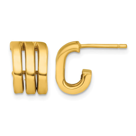 Polished 3 Oval Rings J-Hoop Earrings