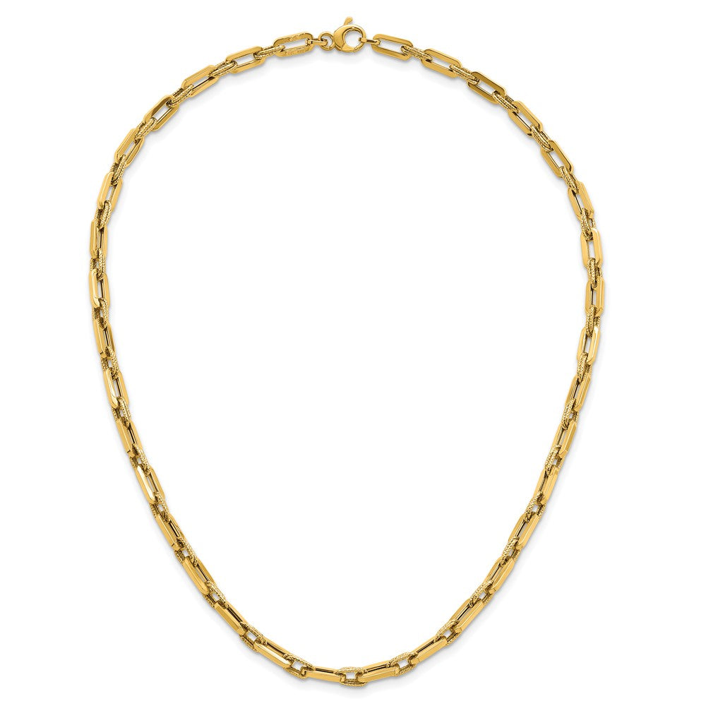 Polished and Textured Double Fancy Link Necklace 18.5"