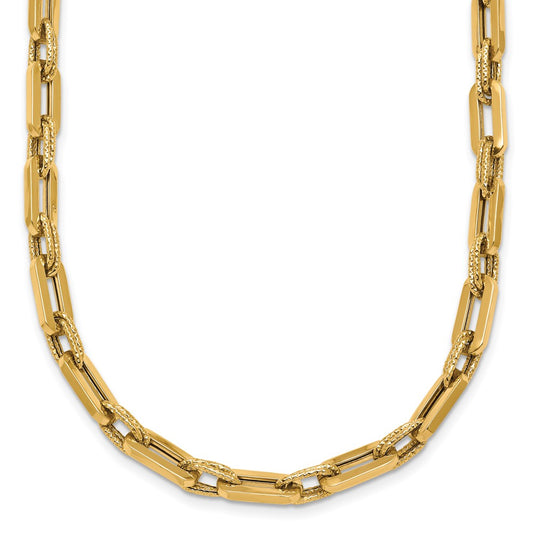 Polished and Textured Double Fancy Link Necklace 18.5"
