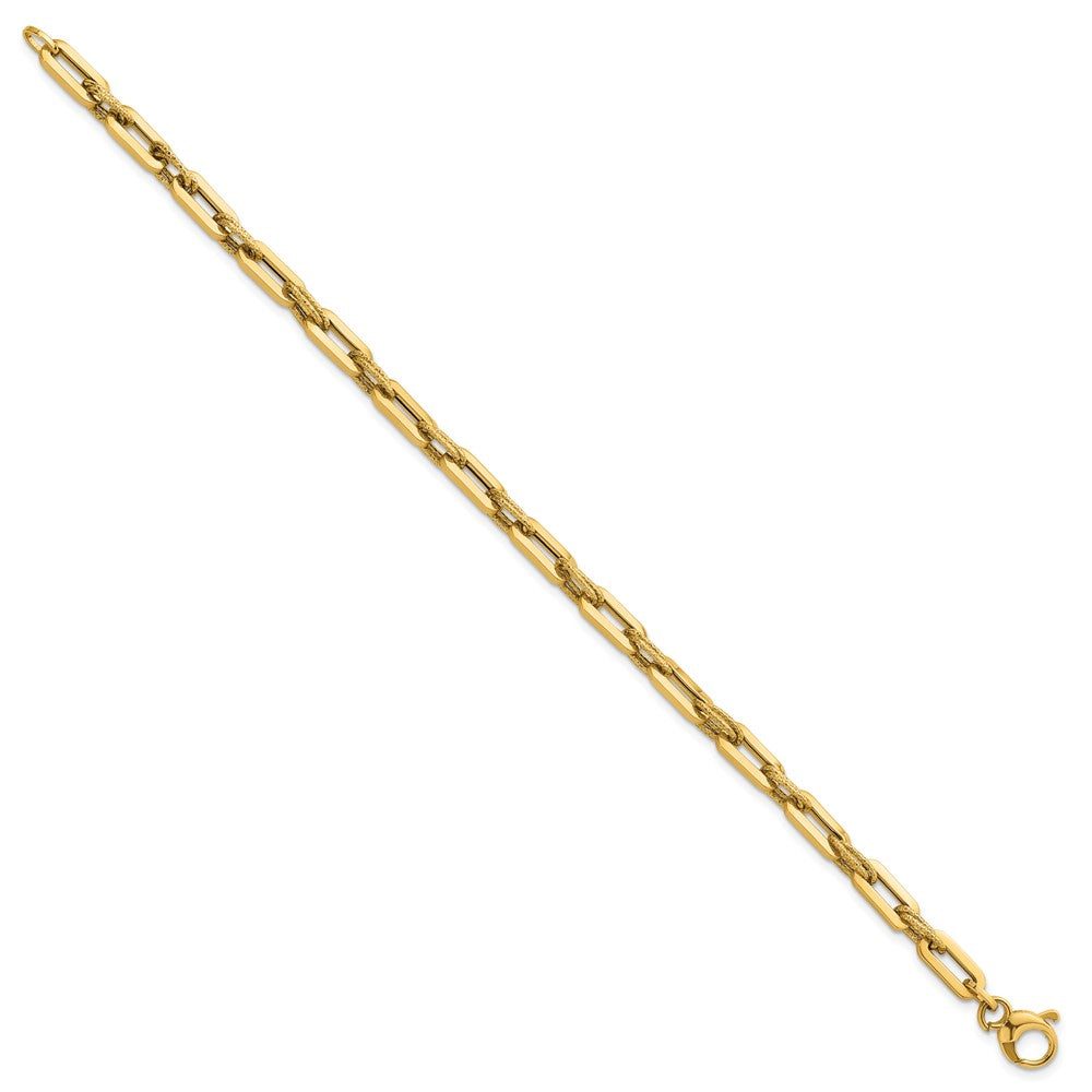 Polished and Textured Double Fancy Link Bracelet 7.75"