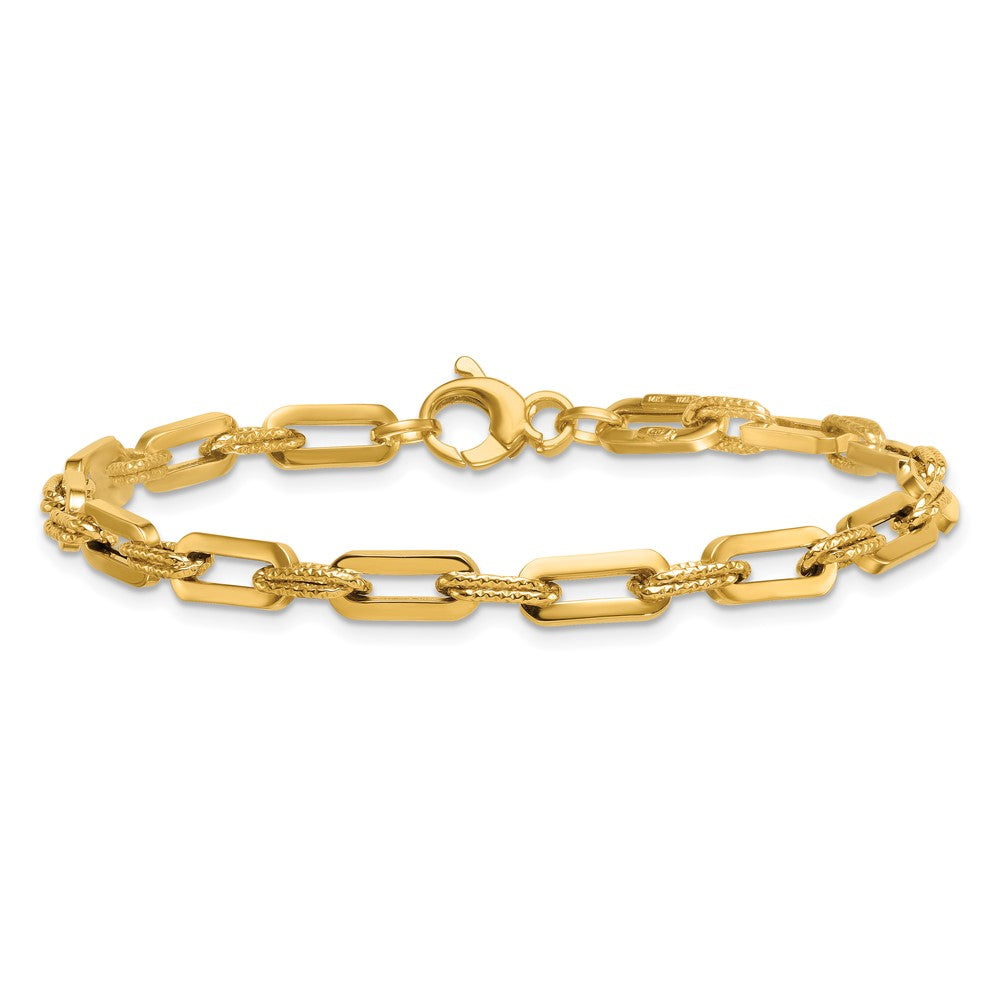 Polished and Textured Double Fancy Link Bracelet 7.75"