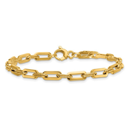 Polished and Textured Double Fancy Link Bracelet 7.75"