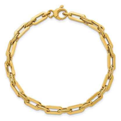 Polished and Textured Double Fancy Link Bracelet 7.75"