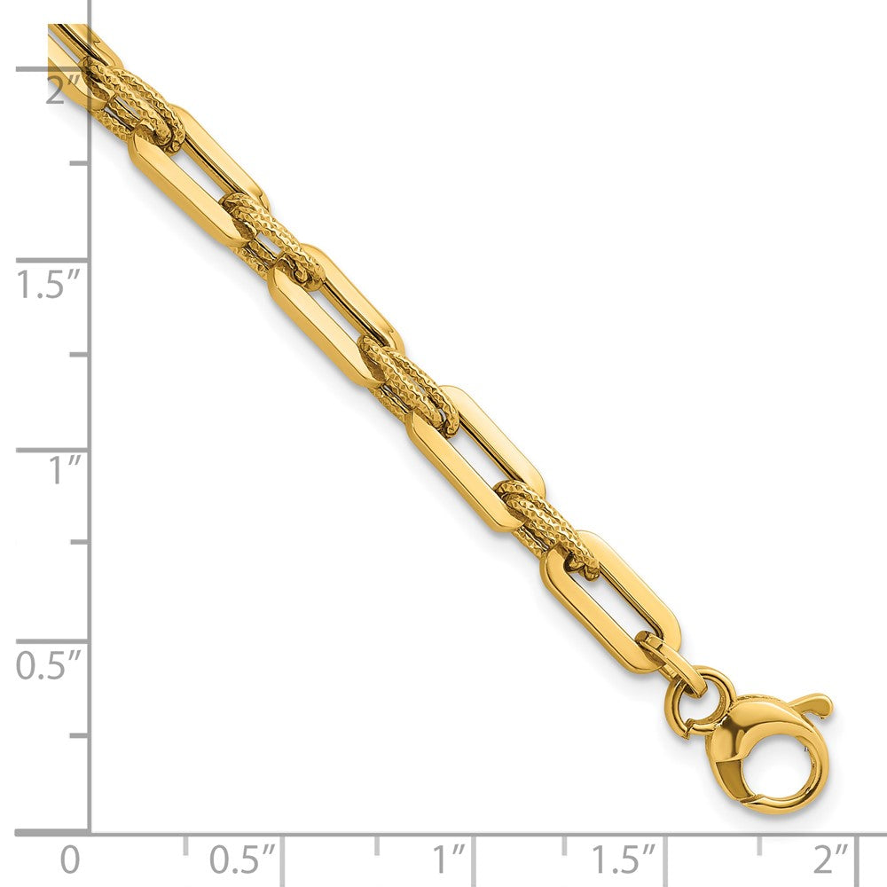 Polished and Textured Double Fancy Link Bracelet 7.75"