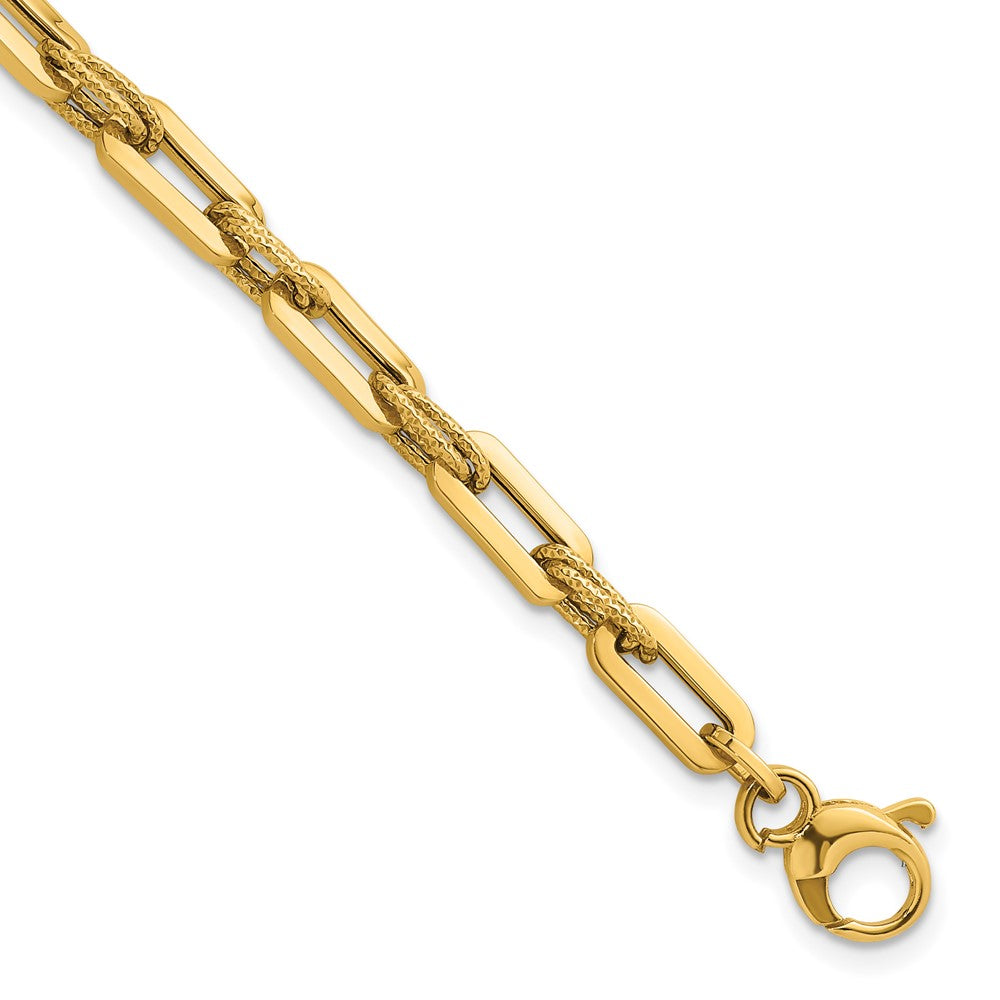 Polished and Textured Double Fancy Link Bracelet 7.75"