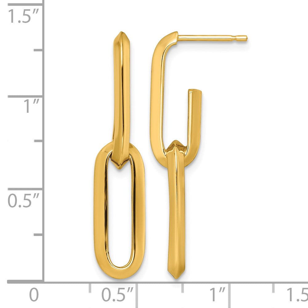 Polished Paperclip Link Chain 7mm Post Earrings