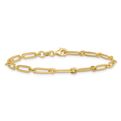 Polished Paperclip Link 3.75mm Bracelet 7.25"