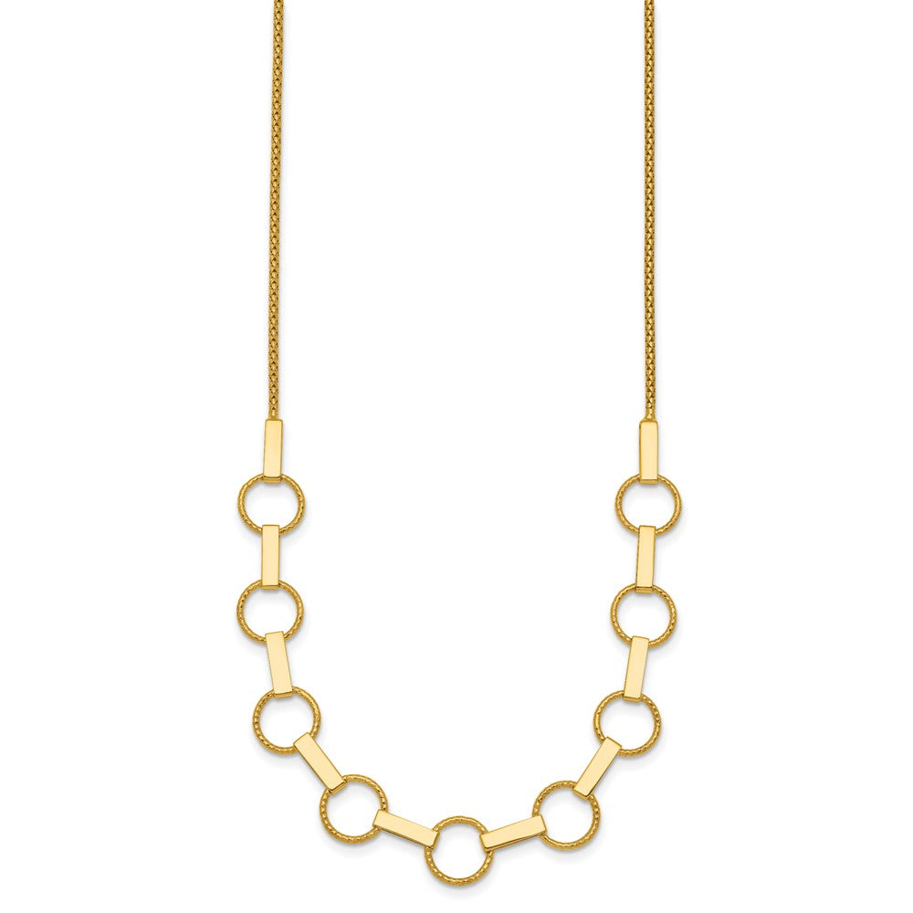 Polished and Textured Circles and Bars Necklace 17.5"