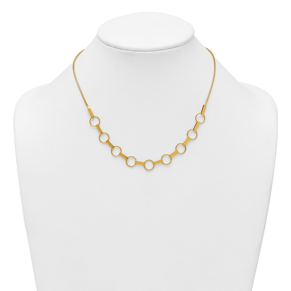 Polished and Textured Circles and Bars Necklace 17.5"